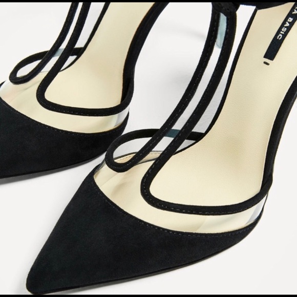 Zara Vinyl Black High Heel Court Shoes Size 6.5 - Picture 5 of 10